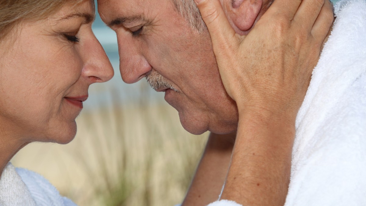 Closeup of a mature couple in love