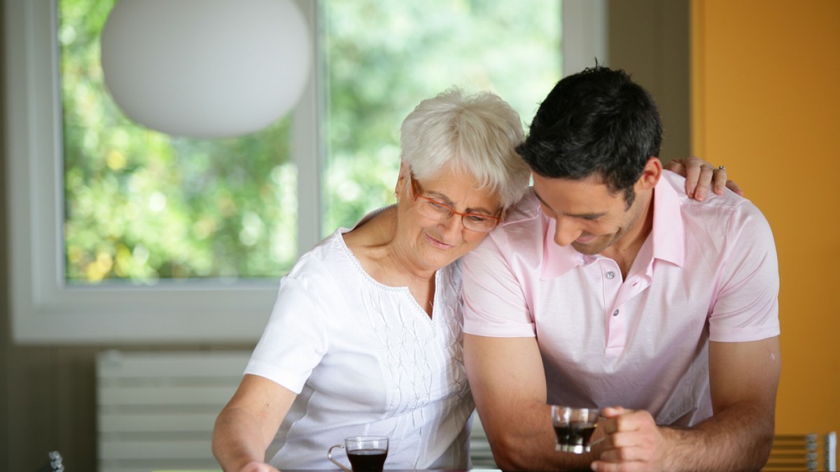 old woman and son
