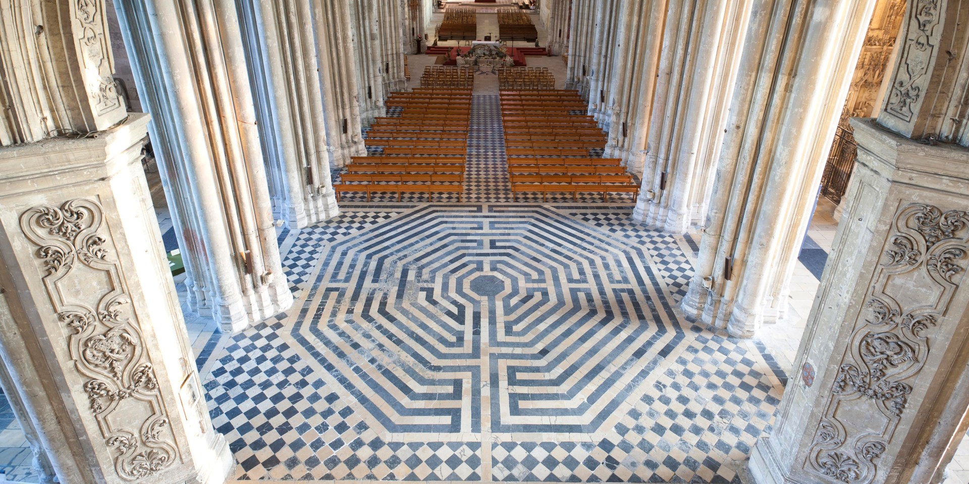France, Aisne, Saint Quentin, labyrinth of Saint Quentin Basilica