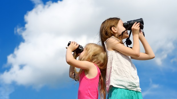Children Looking Through Binoculars