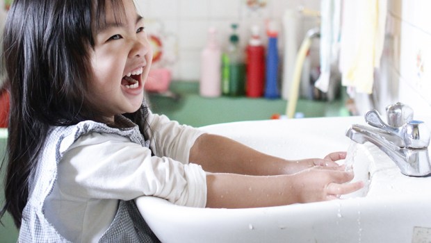Girl Cleaning Hands