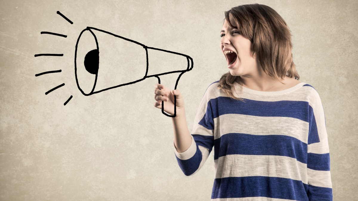 WOMAN MEGAPHONE