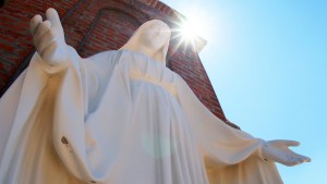 VIRGIN MARY,STATUE,SUN