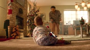 FATHER, SON, LIVING ROOM, BOUYGUES CHRISTMAS COMMERCIAL