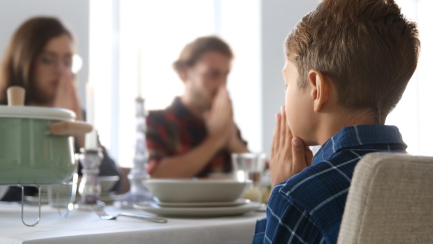 FAMILY, PRAYING, LUNCH;