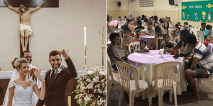 O casal que festejou seu casamento dando um jantar a 160 pessoas carentes