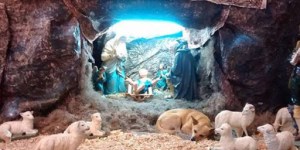 Mais um cachorro que emocionou os fiéis ao se deitar no presépio durante a Missa