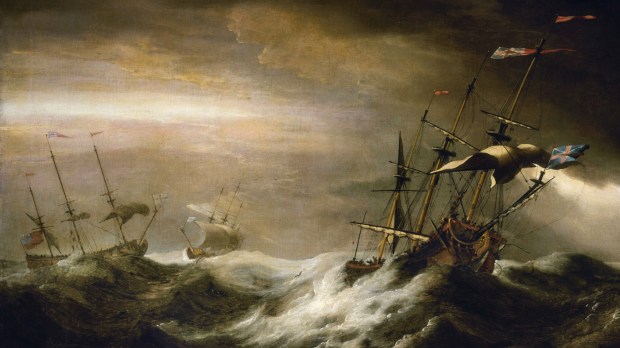 Ships at sea during storm