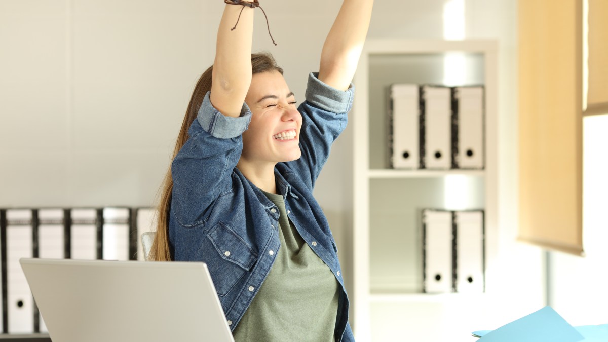 Happy, Woman, Work