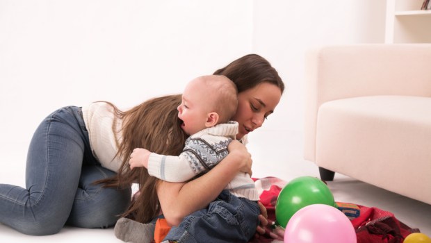 mother, son, baby, cry,