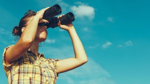 GIRL, BINOCULARS