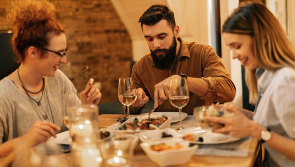 FRIENDS, DINNER, HAPPY