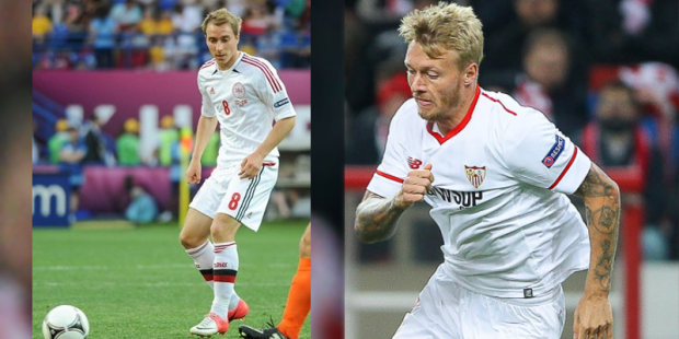 Eriksen e o capitão Simon Kjaer