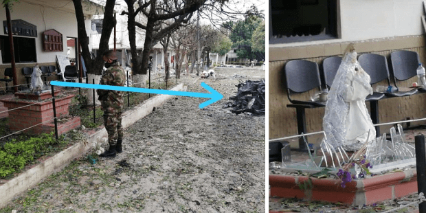 Imagem de Nossa Senhora intacta após explosão
