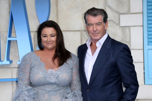 London, United Kingdom- July 16, 2018: Keely Shaye Smith and Pierce Brosnan attend the UK Premiere of "Mamma Mia! Here We Go Again" at Eventim Apollo in London, UK.