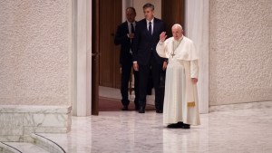 Pope Francis - waves - audience - happy