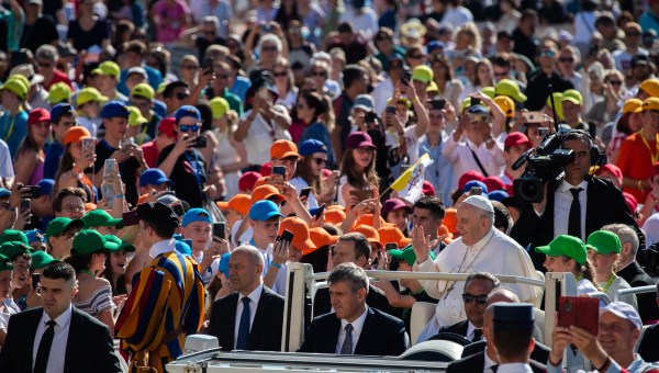 Pope Francis arrives for his weekly general audience in saint Peter's square