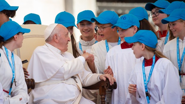 Pope Francis meets with children