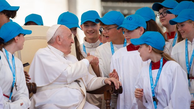 Pope Francis meets with children