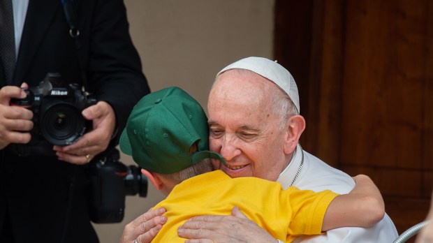POPE FRANCIS DURING MEETING WITH THE CHILDREN'S COURTYARD