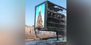 Carreta pega fogo, mas imagem de Nossa Senhora Aparecida fica intacta