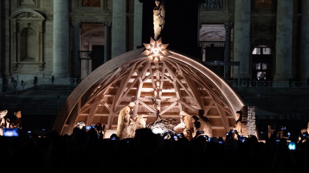 Lighten up Christmas Tree and Nativity Scene at St. Peter's Square in the Vatican.