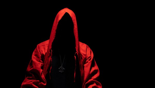 Devil Satan red black hooded man