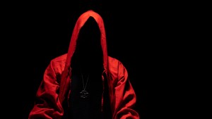 Devil Satan red black hooded man