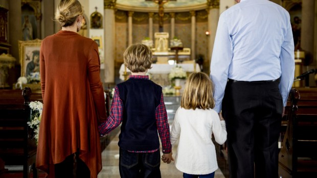 Family in church