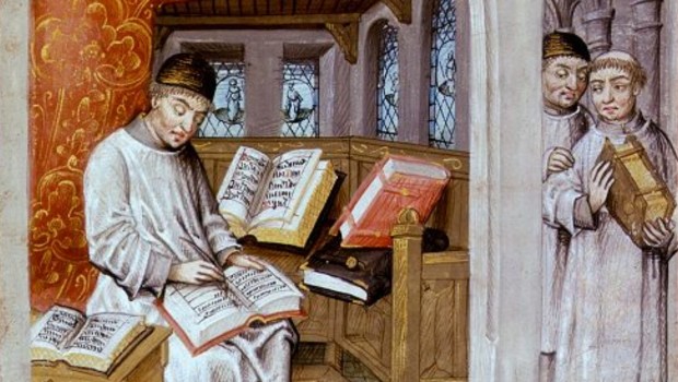 Miniatura przedstawiająca piszącego świętego Tomasza a Kempis