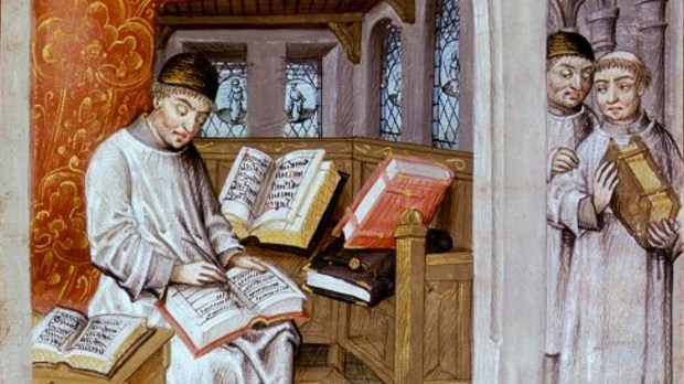 Miniatura przedstawiająca piszącego świętego Tomasza a Kempis