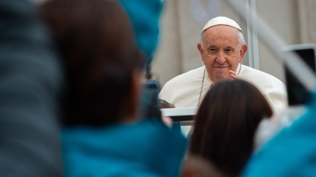 Pope Francis arrives for his weekly general audience