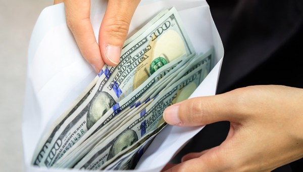 US money in envelope