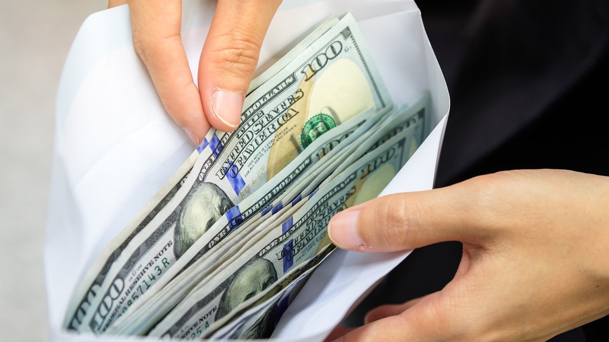 US money in envelope