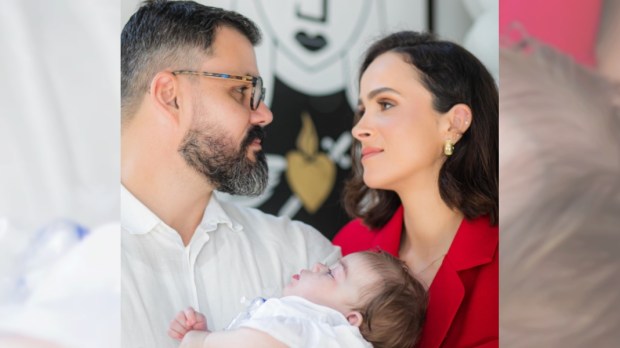 Juliano e Letícia Cazarré com a filha Maria Guilhermina