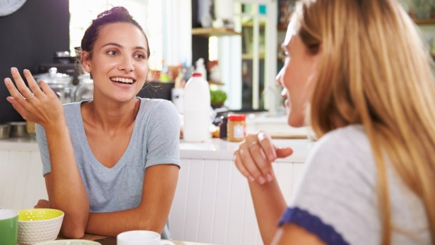 Two Female Friends Enjoying Breakfast At Home Together