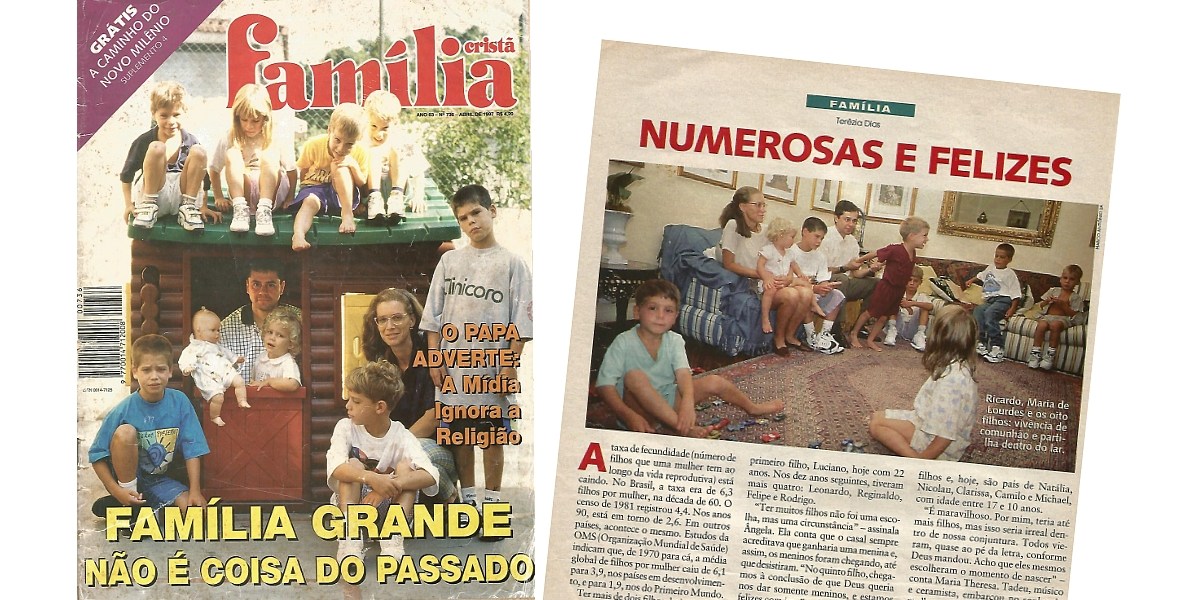 Reportagem da revista Família Cristã, em 1997, sobre a família de Ricardo e Maria de Lurdes Funari