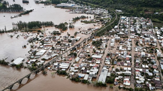 Cidade de Muçum alagada após cyclone