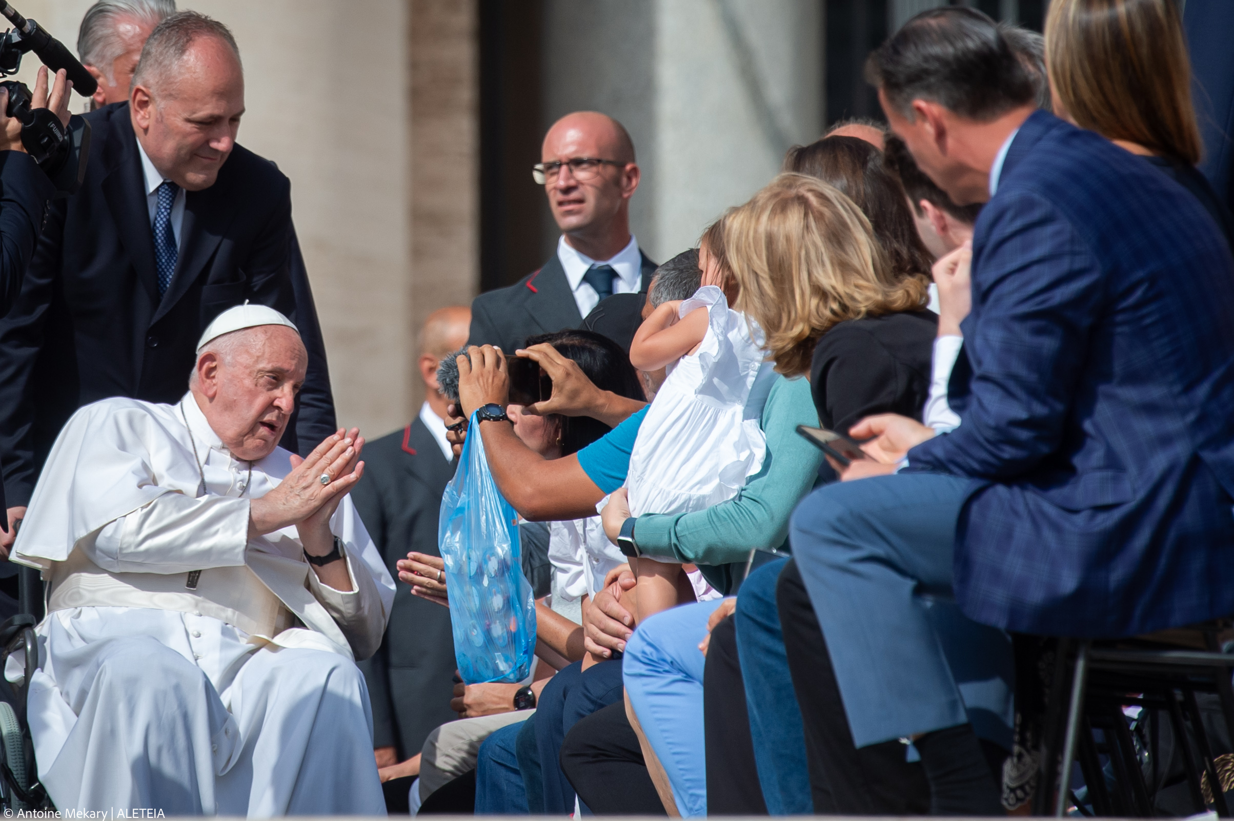 Pope Francis at the end of his weekly general audience in St. Peter's square