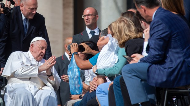 Pope Francis at the end of his weekly general audience in St. Peter's square