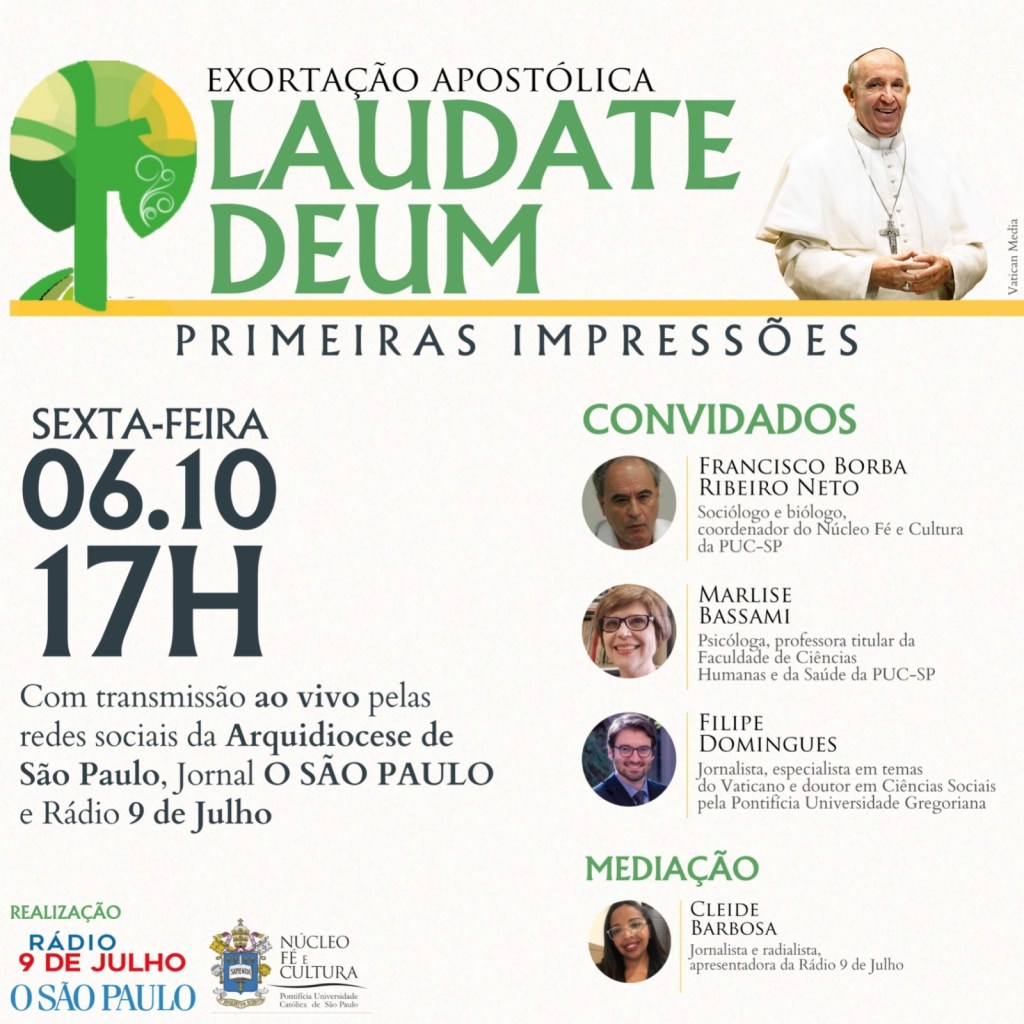 Arte do evento "Primeiras Impressões da Exortação Apostólica Laudate Deum"