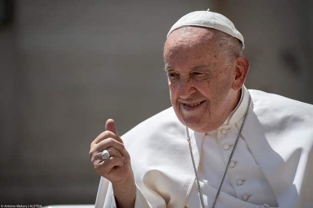 Pope Francis during his weekly general audience in St. Peter's square at the Vatican on May 22, 2024