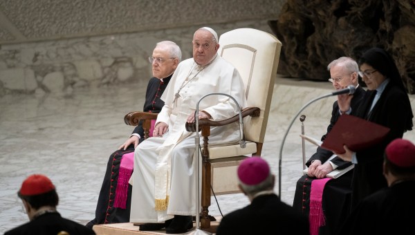 Pope Francis during his weekly general audience in Paul VI Hall at the Vatican on December 11, 2024.