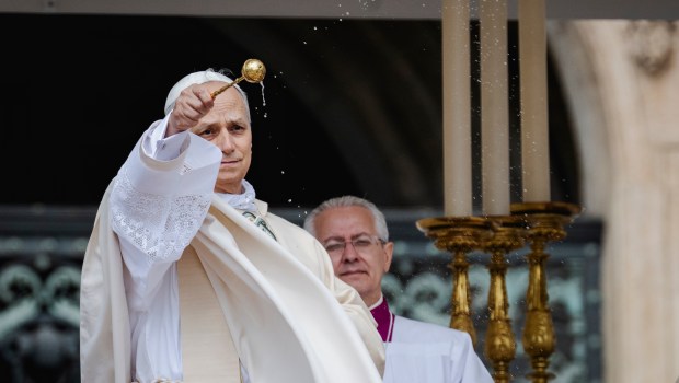 Pope Leo XIV leads a Holy Mass for the Beginning of his Pontificate, in St Peter's square in The Vatican on May 18, 2025.