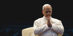 Pope Leo XIV during the Pentecost Vigil prayer in St. Peter's Square at the Vatican on June 7, 2025.