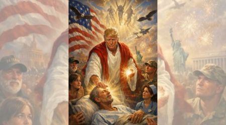 O que revela a imagem de Donald Trump como um “Cristo que realiza milagres”