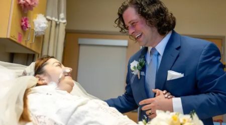 Ela recebeu um transplante de coração no hospital após o casamento.