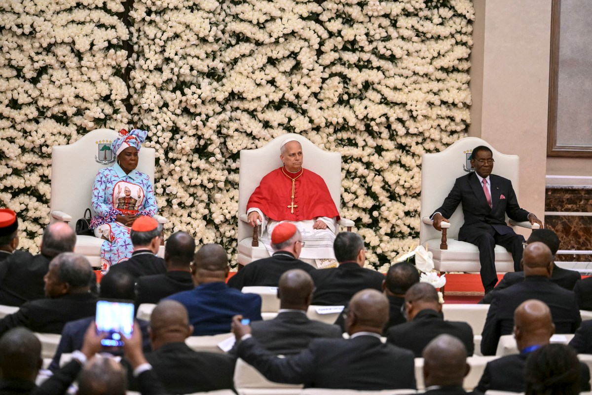 pope-leo-xiv-equatorial-guinea's-president-teodoro-obiang-nguema-mbasogo-presidential-palace-malabo-africa